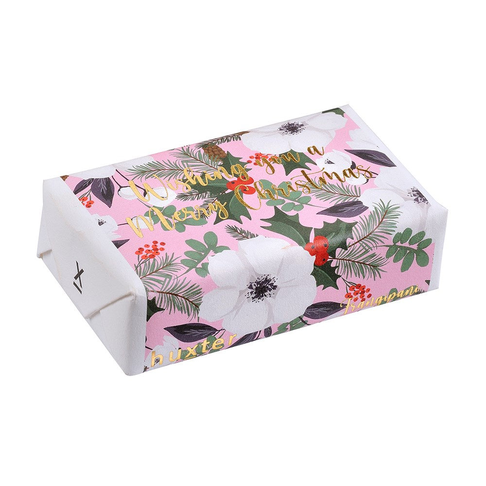 Huxter 'Pink Floral Holly' - Merry Christmas Wrapped Fragranced Soap
