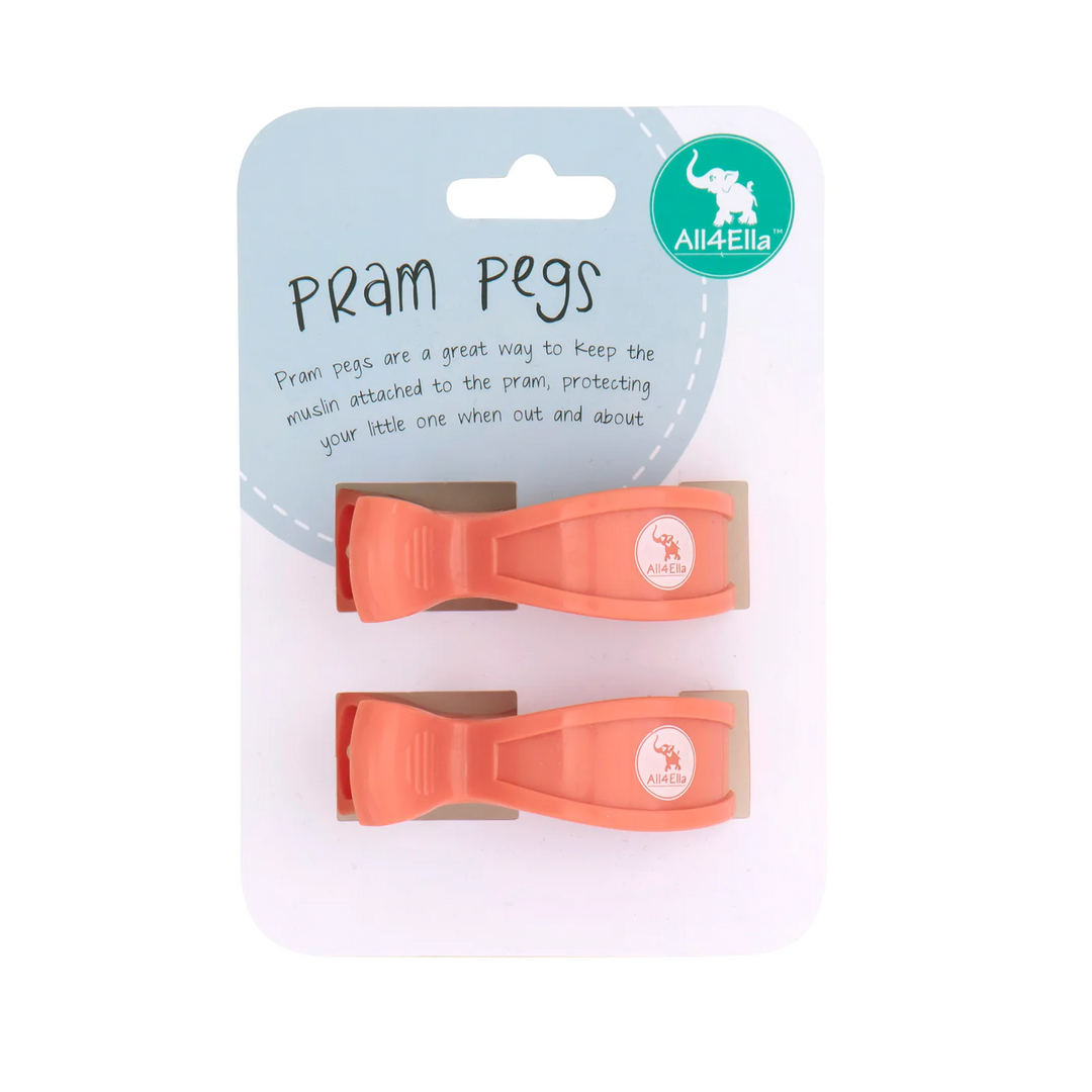 All4Ella 2 Pack Pram Pegs - Coral