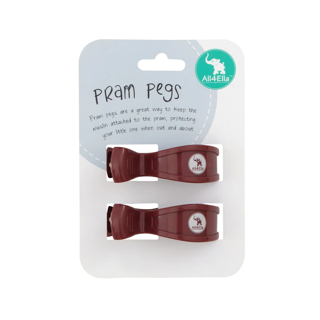 All4Ella 2 Pack Pram Pegs - Burgundy
