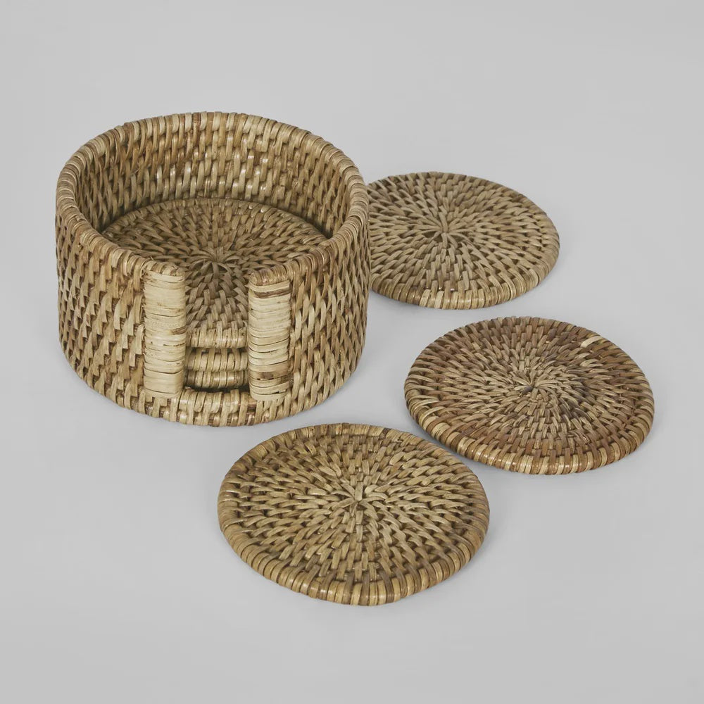 Paume Rattan Round Coaster (Set6) - Natural