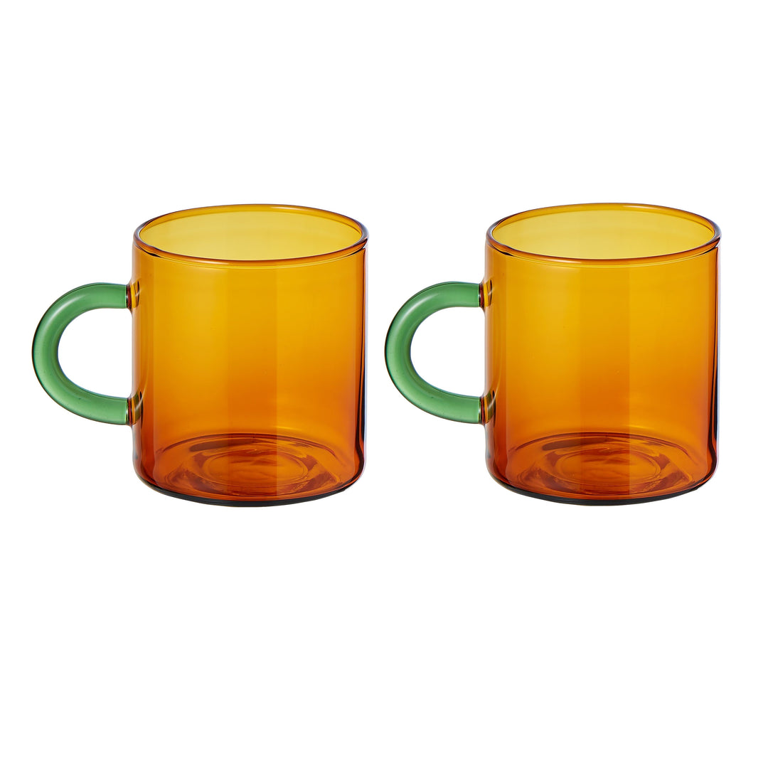 Leaf & Bean Sepia & Green Coloured Glasses 190ml Set of 2