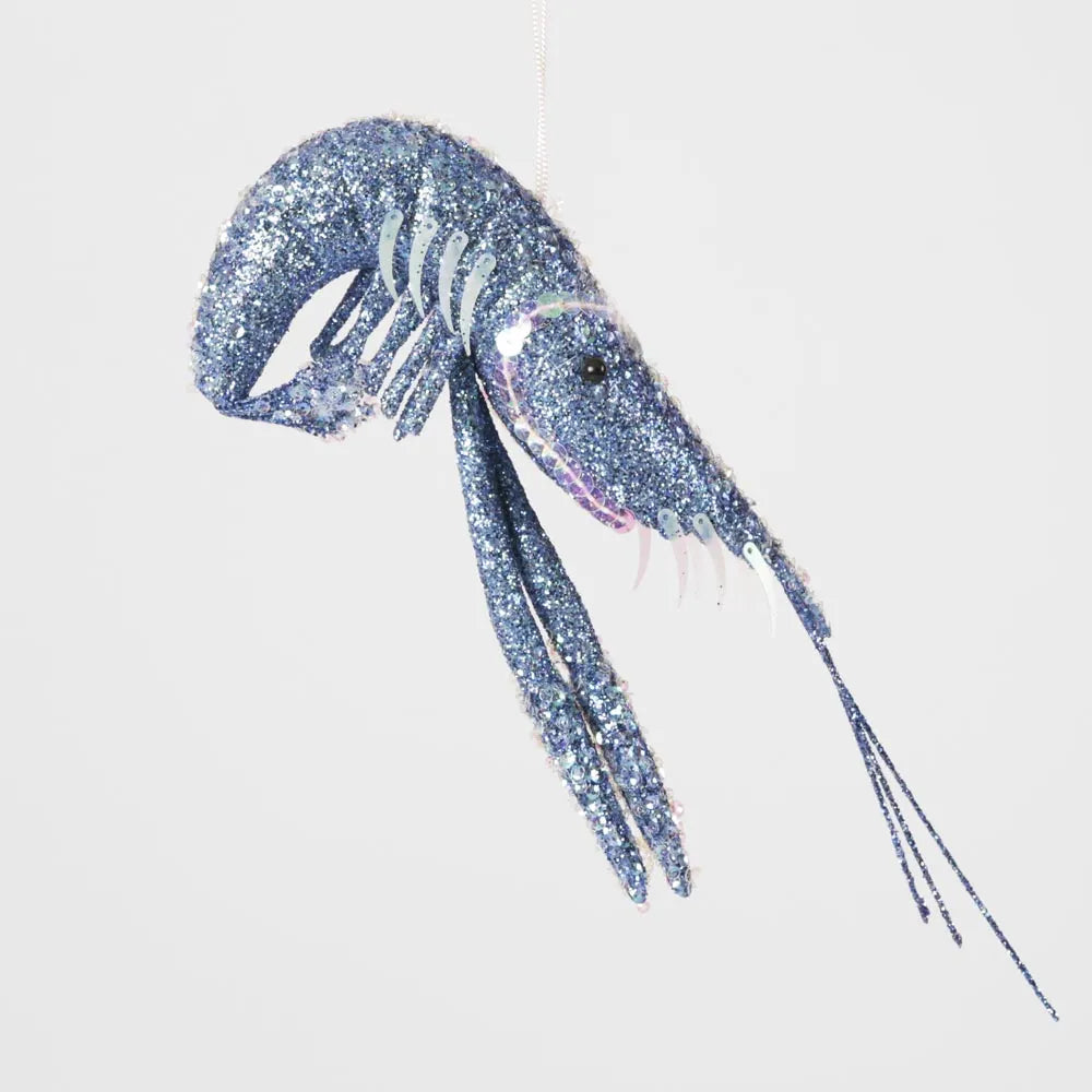 Lester Glitter Prawn Ornament - Blue