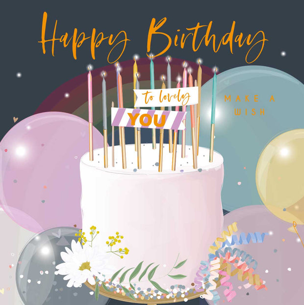 Belly Button Designs Elle Square Card - Happy Birthday Cake