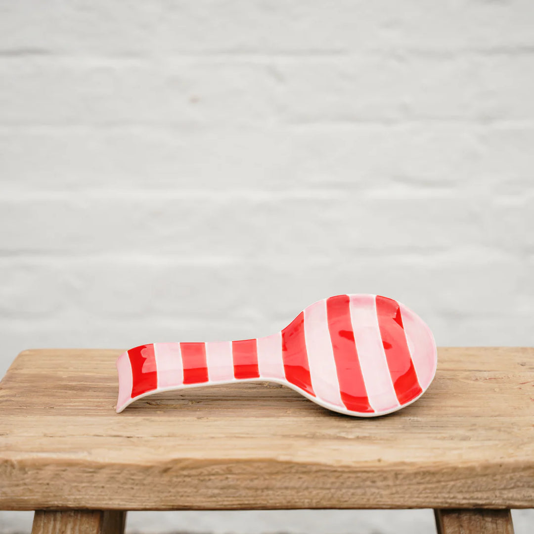 Spoon Rest - Pink & Red Stripe