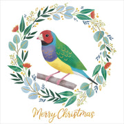 RSPCA Charity Christmas Card Pack - Gouldian Finch Wreath