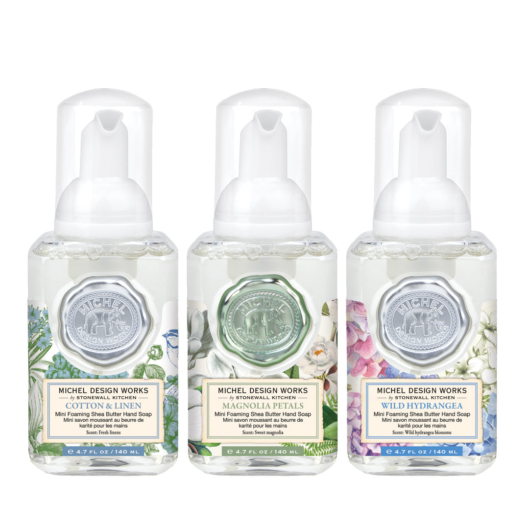 Foaming Hand Soap Mini Set Botanical Bliss - Cotton Linen, Magnolia Petals & Wild Hydrangea