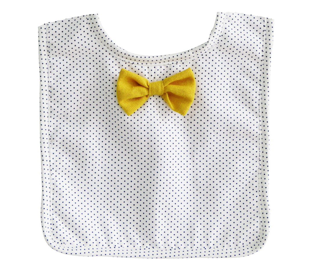Bow Tie Bib - Navy Pinspot