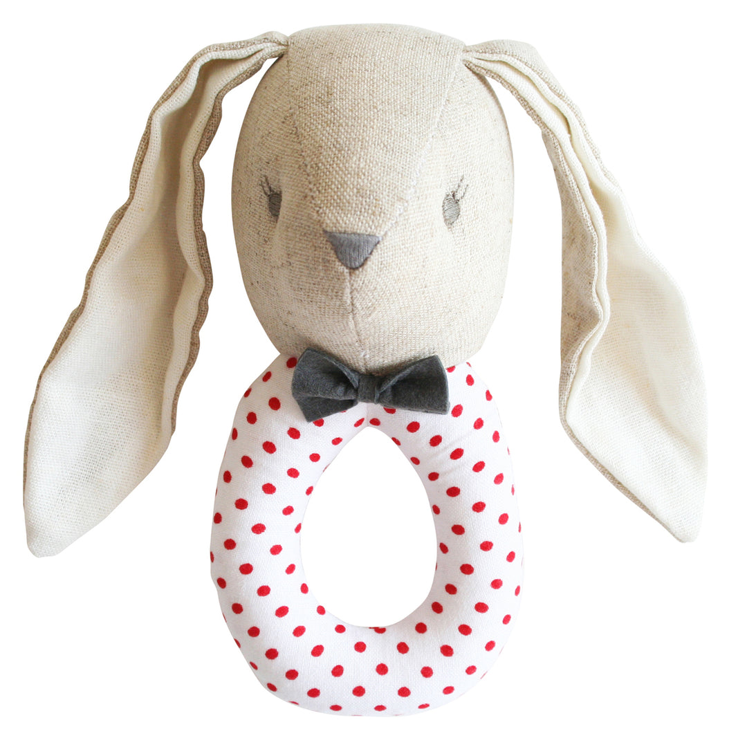 Linen Louie Grab Rattle Grey Red