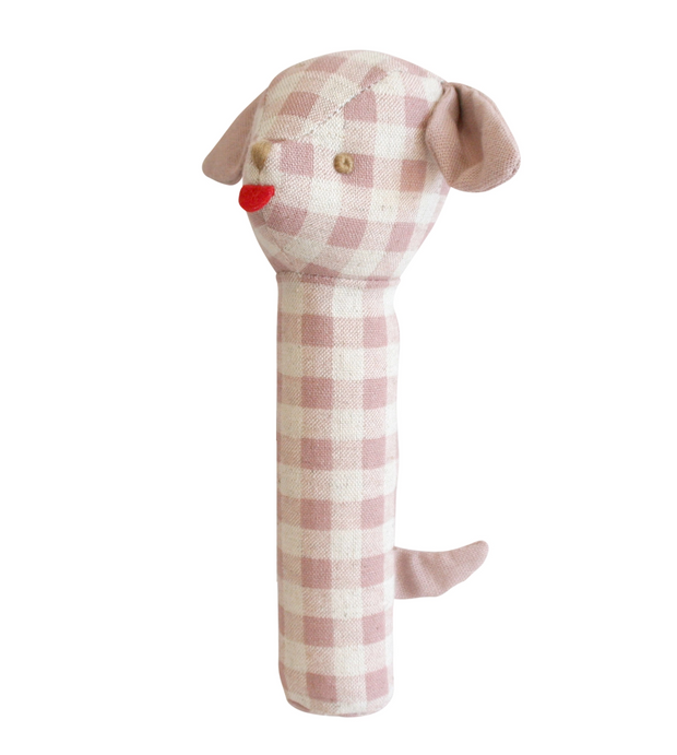 Alimrose Puppy Squeaker - Rose Check Linen