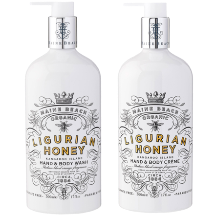 Maine Beach Organic Ligurian Honey Hand & Body 500ml Combo