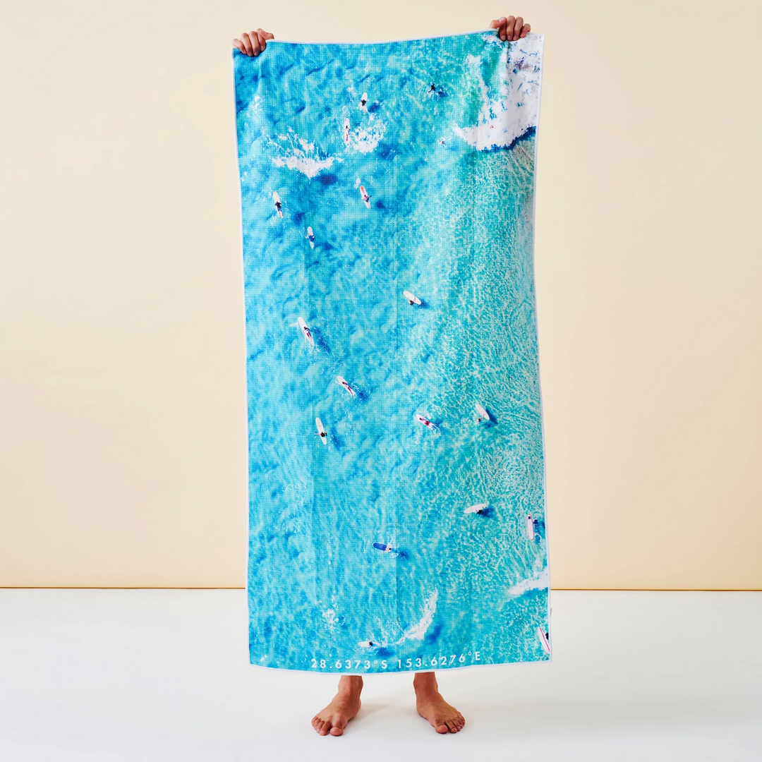 Destination Label Longboard Party Beach Towel