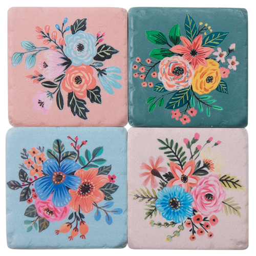 Resin Drink Coaster Set - Bouquet