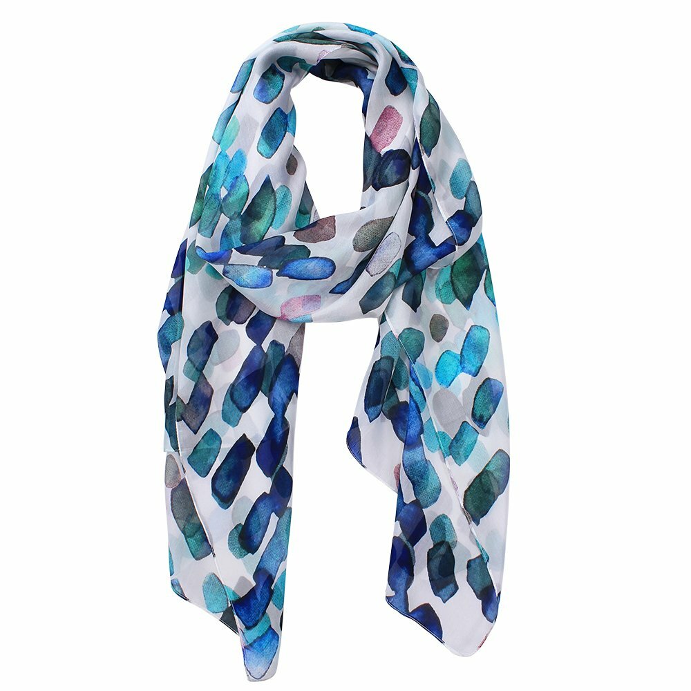 Dlux Benita Digital Print Silk Scarf - Blue