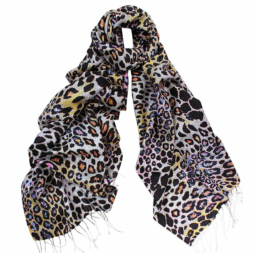 Dlux Cougar Silk Twill Animal Print Wrap
