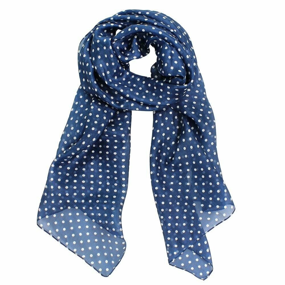 Carlisle Silk Hand Printed Spots Scarf - Bluestone