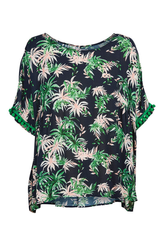Eb & Ive Sardinia Top - Indigo Palm - Medium/Large