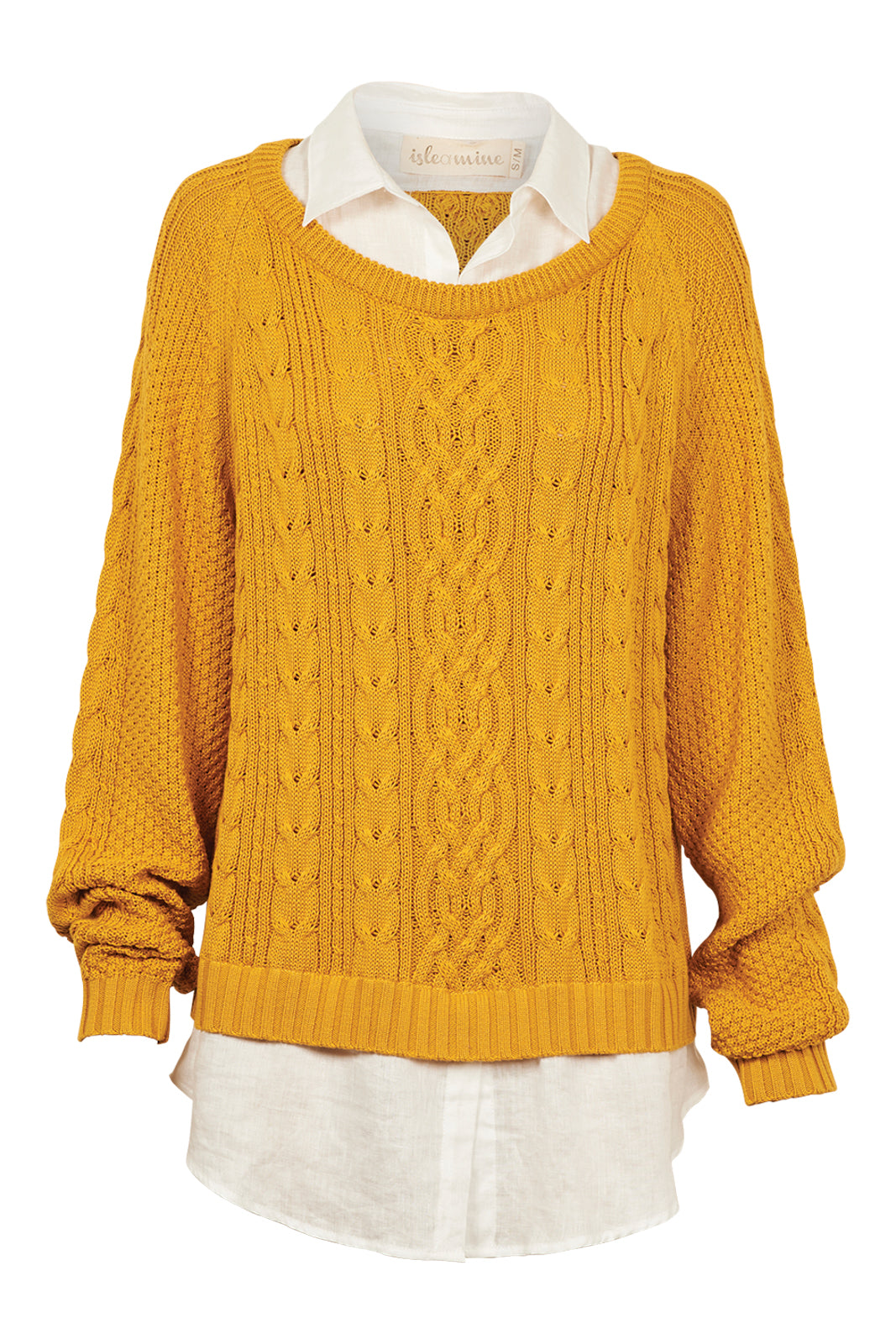 Isle of Mine Journey Crew Knit - Saffron - S/M
