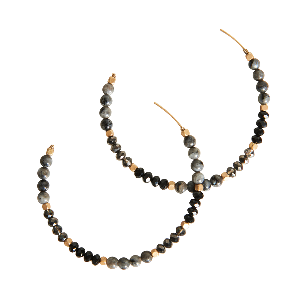 Tranquil Bead Earring - Black Hoop