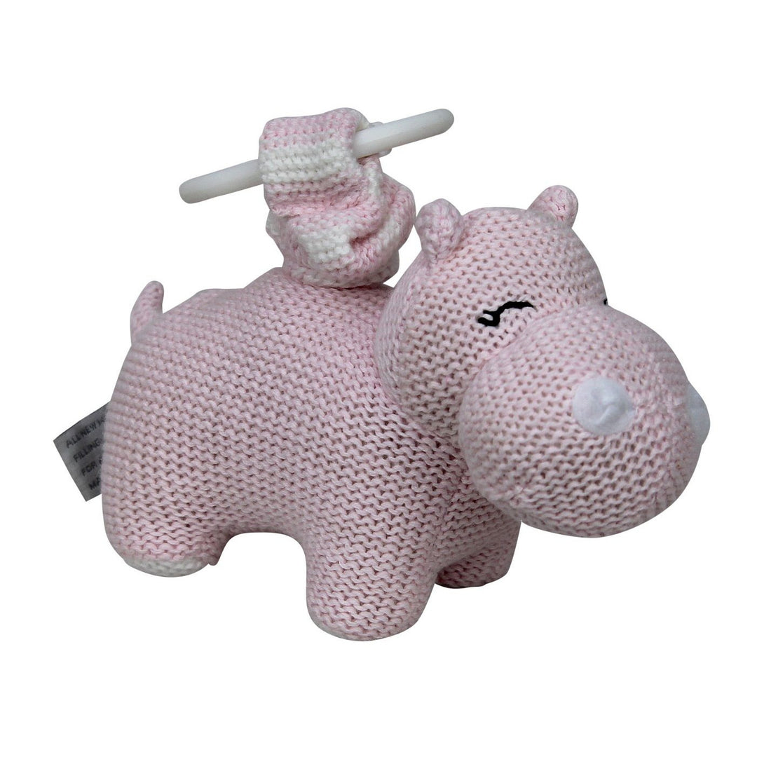 Knitted Hippo Pram Toy - Pink