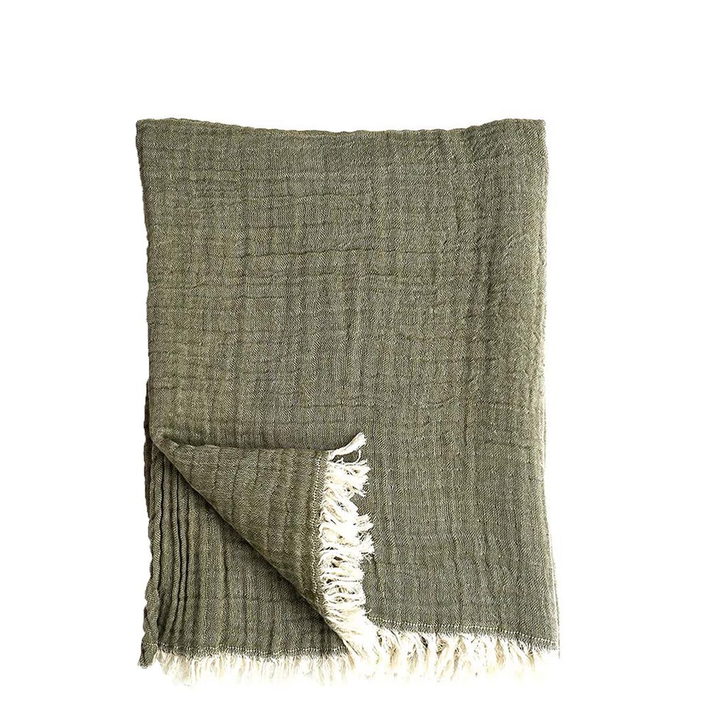 Soft Cotton Throw - Khaki Green