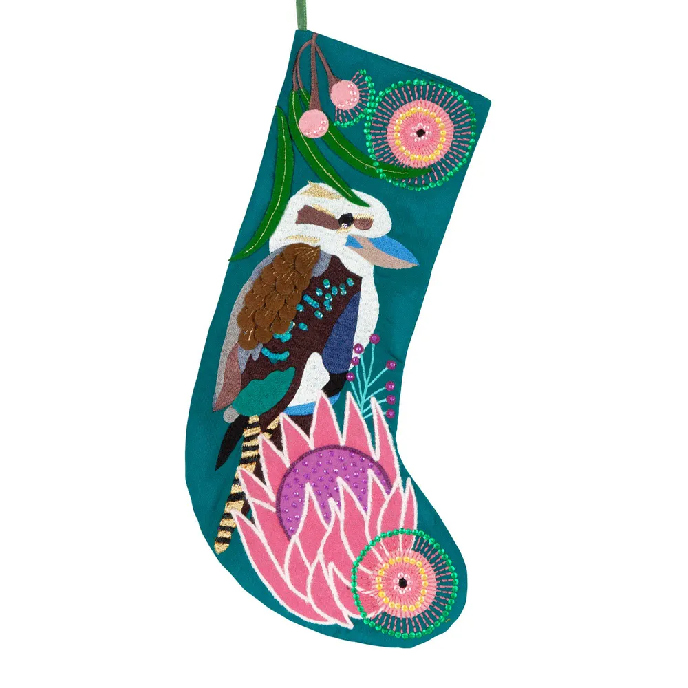 Kookaburra Australian Bird Stocking - Emerald Green