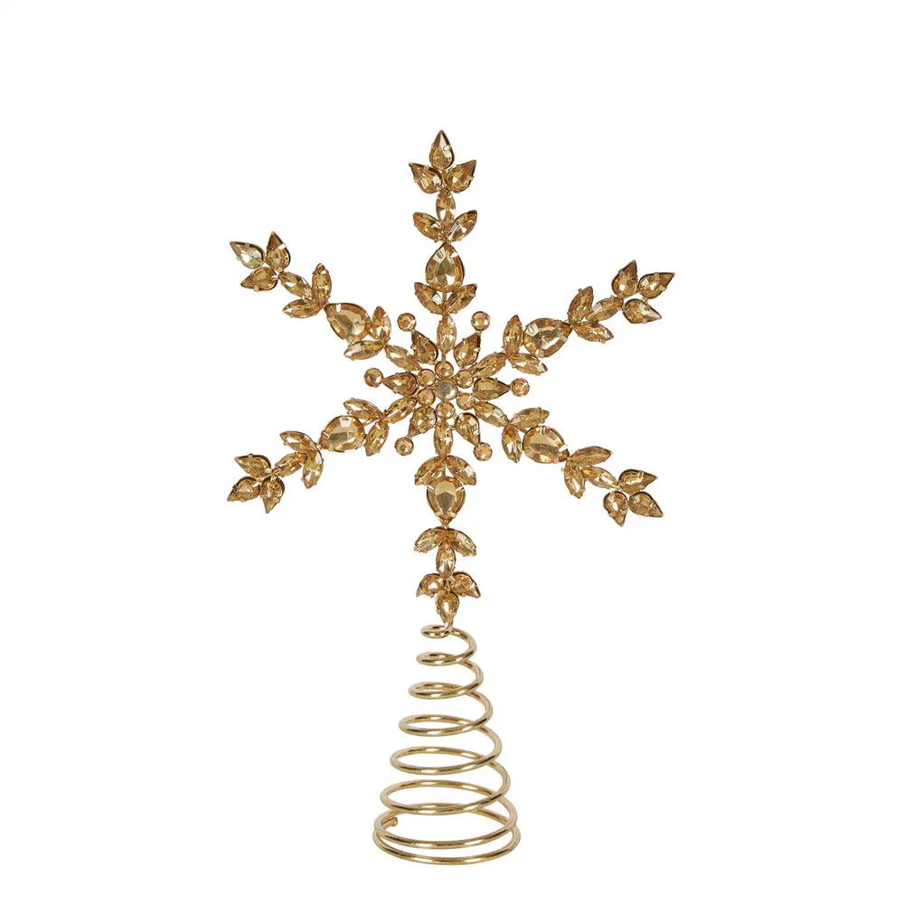 Vega Snowflake Jewelled Tree Topper - Gold