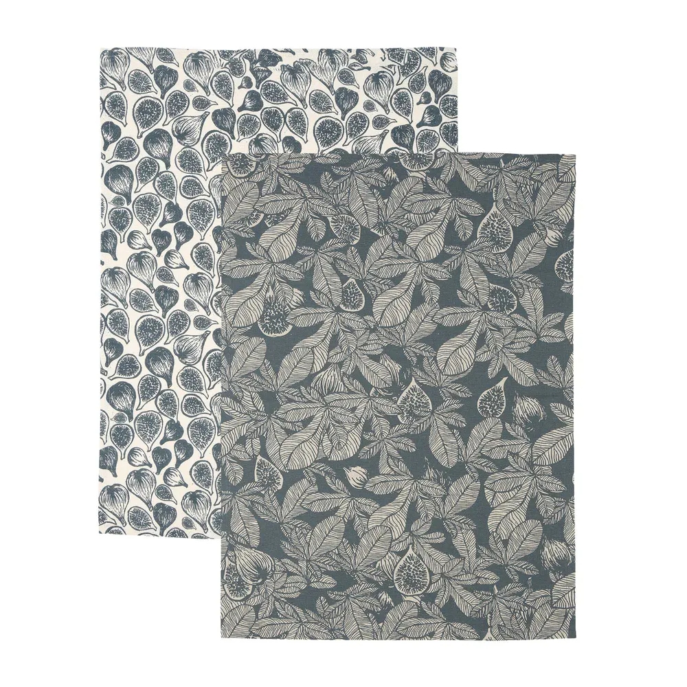 Fig Tree Tea Towel 2 Pack - Dark Slate