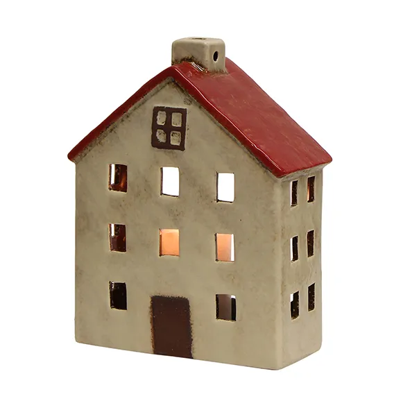 Alsace Tea Light Wide Chalet Red White