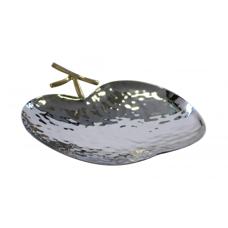 Stainless Steel Apple Dish with Gold Stem