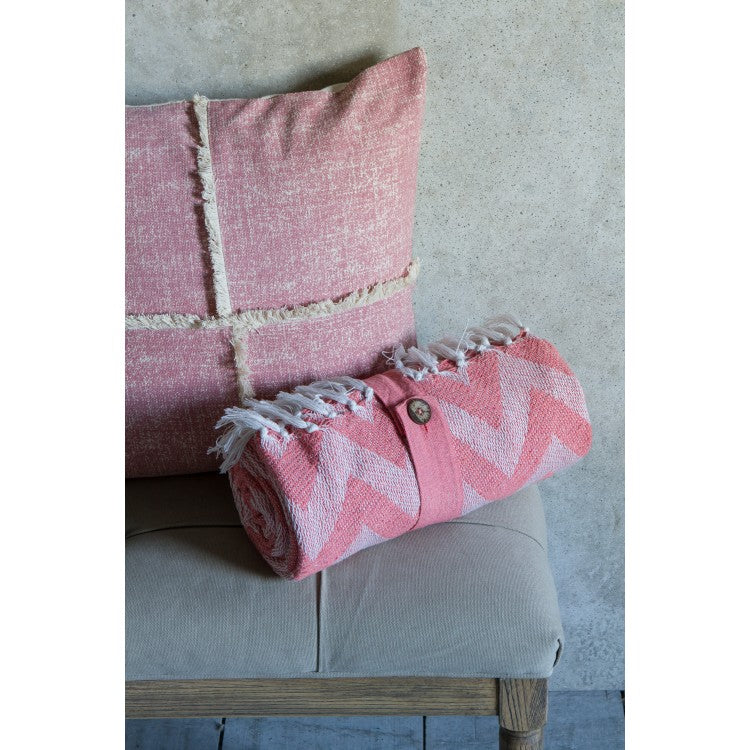 Cotton Chevron Throw - Blush - 130 x 170cm