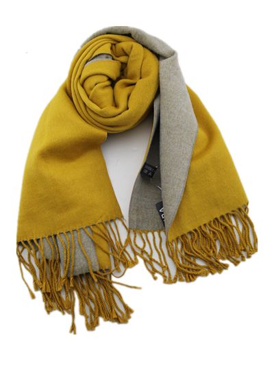 Mustard & Grey Cashmere Scarf