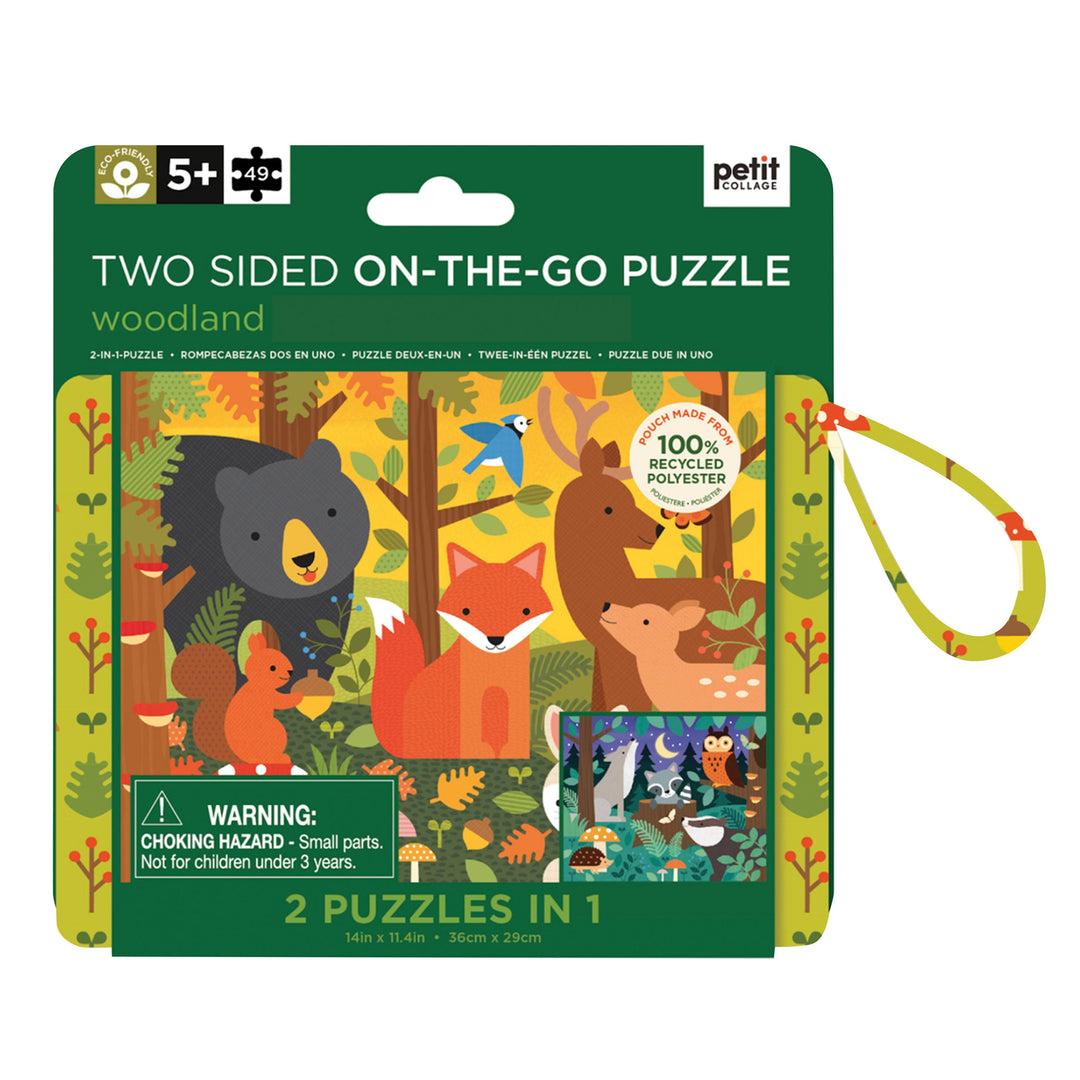 Petit Collage Two Sided On-The-Go Puzzle - Woodland