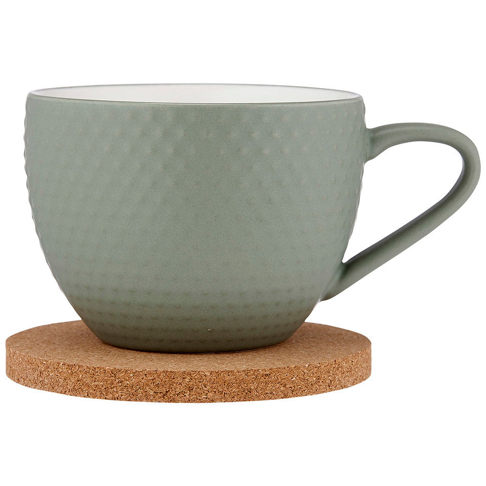 elle Abode Textured Sage Mug & Coaster Set
