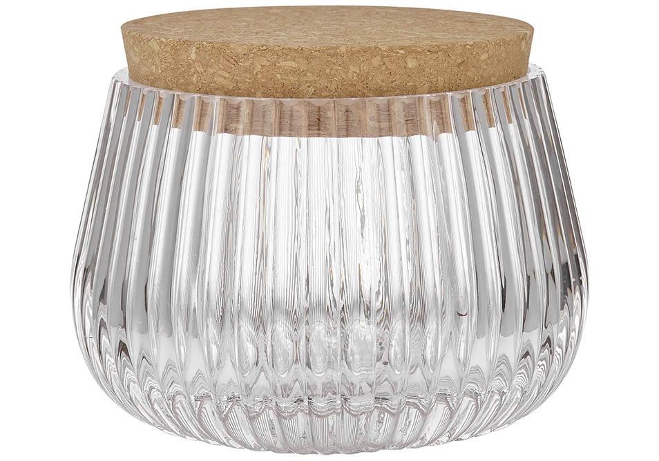 Zephyr Ribbed Clear Glass 8cm Canister