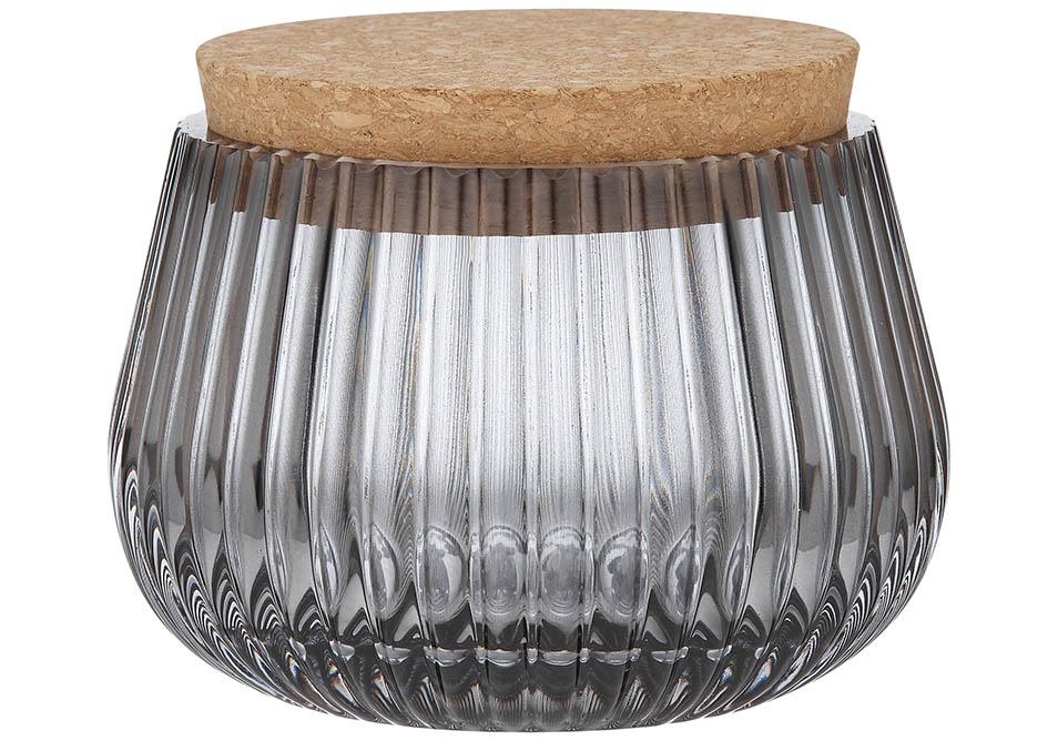 Zephyr Ribbed Charcoal Glass 8cm Canister