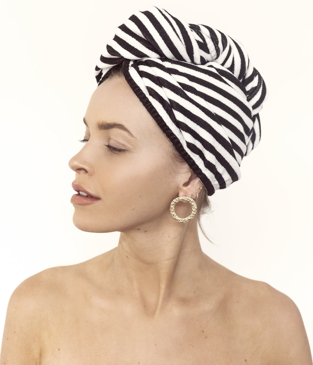 RIVA Hair Towel Wrap in Monochrome Stripe
