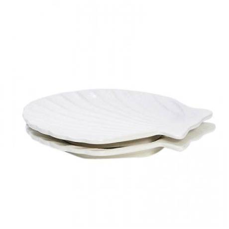 White Ceramic Scallop Plate