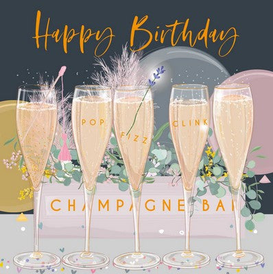 Belly Button Designs Elle Square Card - Birthday Champagne