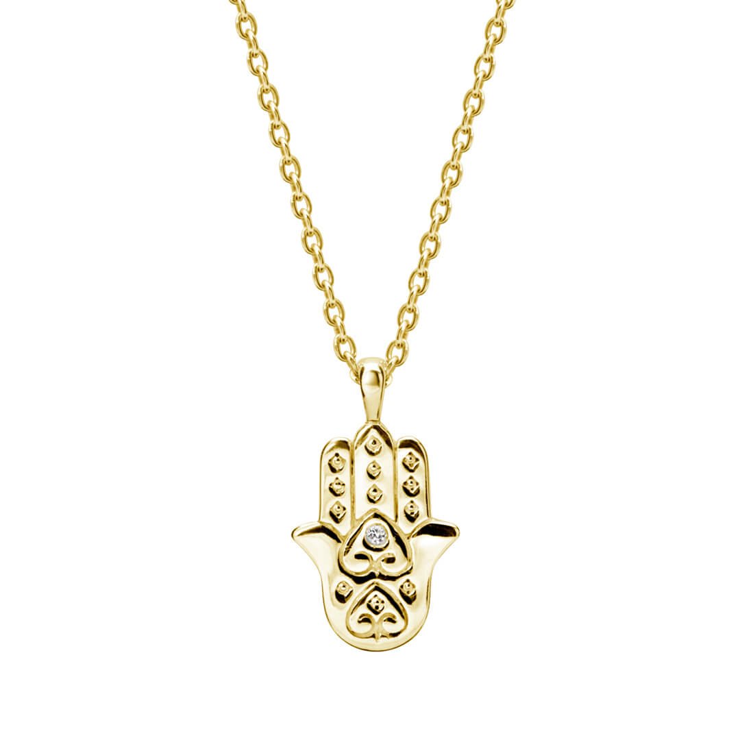 Hamsa Hand Necklace - Yellow Gold Plate