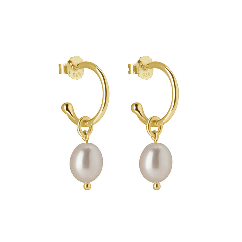 Murkani Petites Pearl Hoops - Yellow Gold Plate