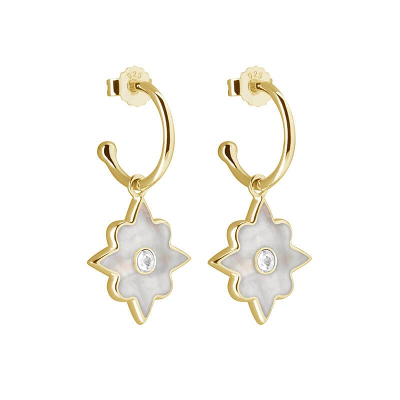 Temple Moon Small Hoop Earrings - Yellow Gold