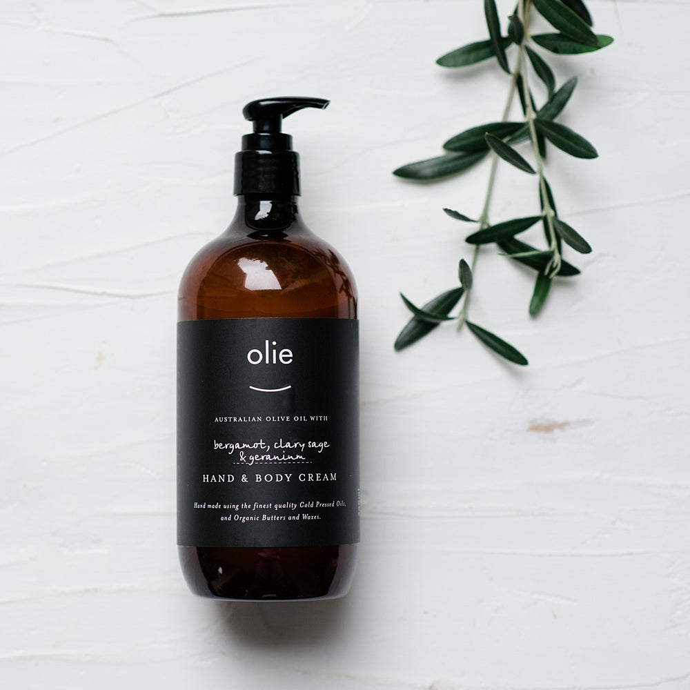 Olieve & Olie Hand & Body Cream 500ml - Bergamot, Clary Sage & Geranium
