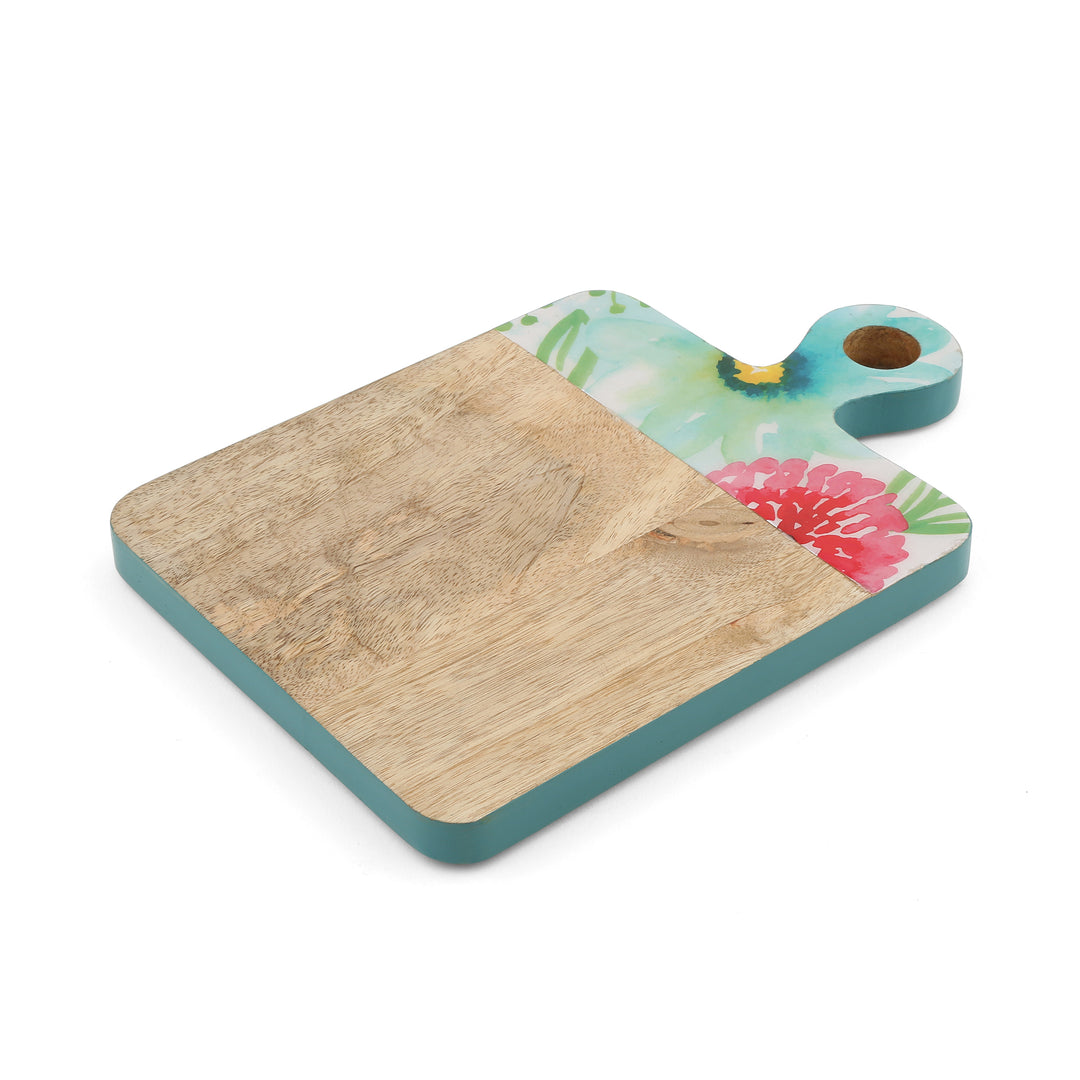 Rectangle Peony Enamel and Mango Wood Chopping Board