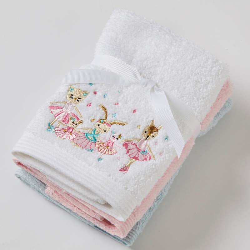 Baby Facewashers - 3 Pack - Ballerina Design