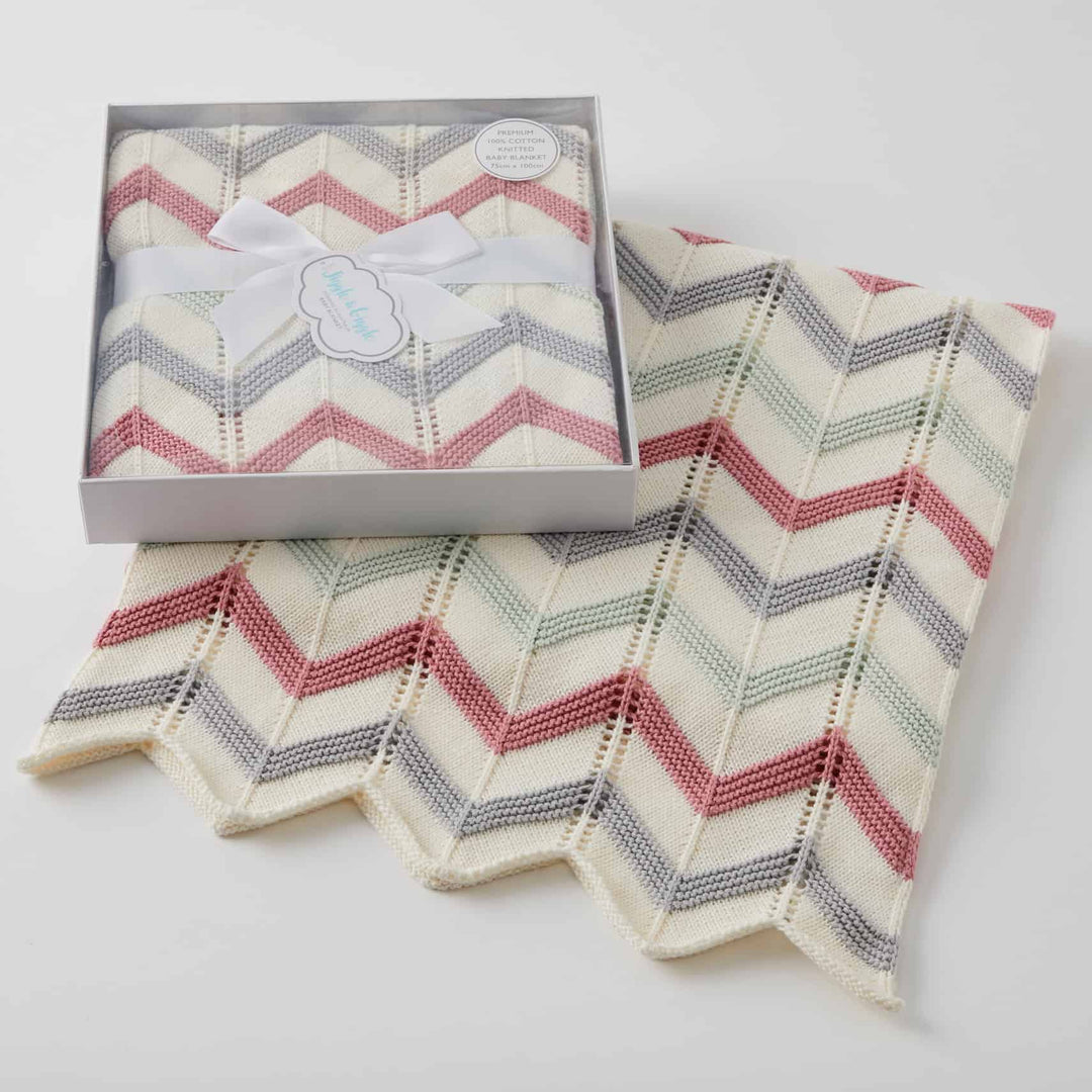 Blush Zig-Zag Knit Baby Blanket