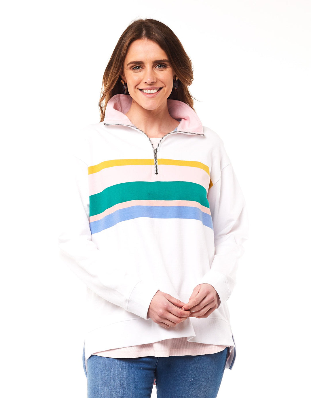 My Crush Zip Neck Fleece - White
