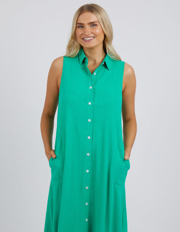 Elm Cara Sleeveless Shirt Dress - Bright Green