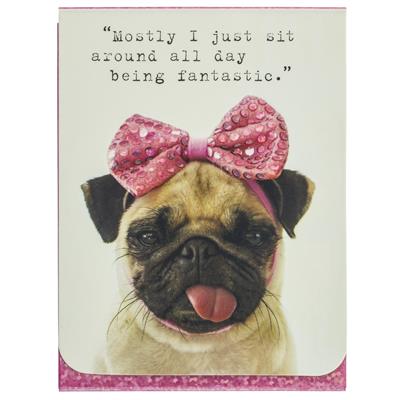 Pug with Bow Pocket Notes by Graphique