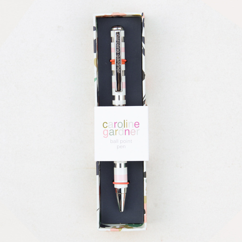 Caroline Gardner Metallic Stripe Boxed Pen