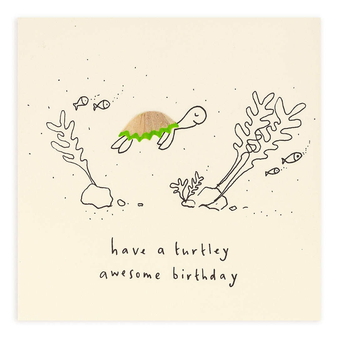 Pencil Shavings Birthday Turtle Greeting Card